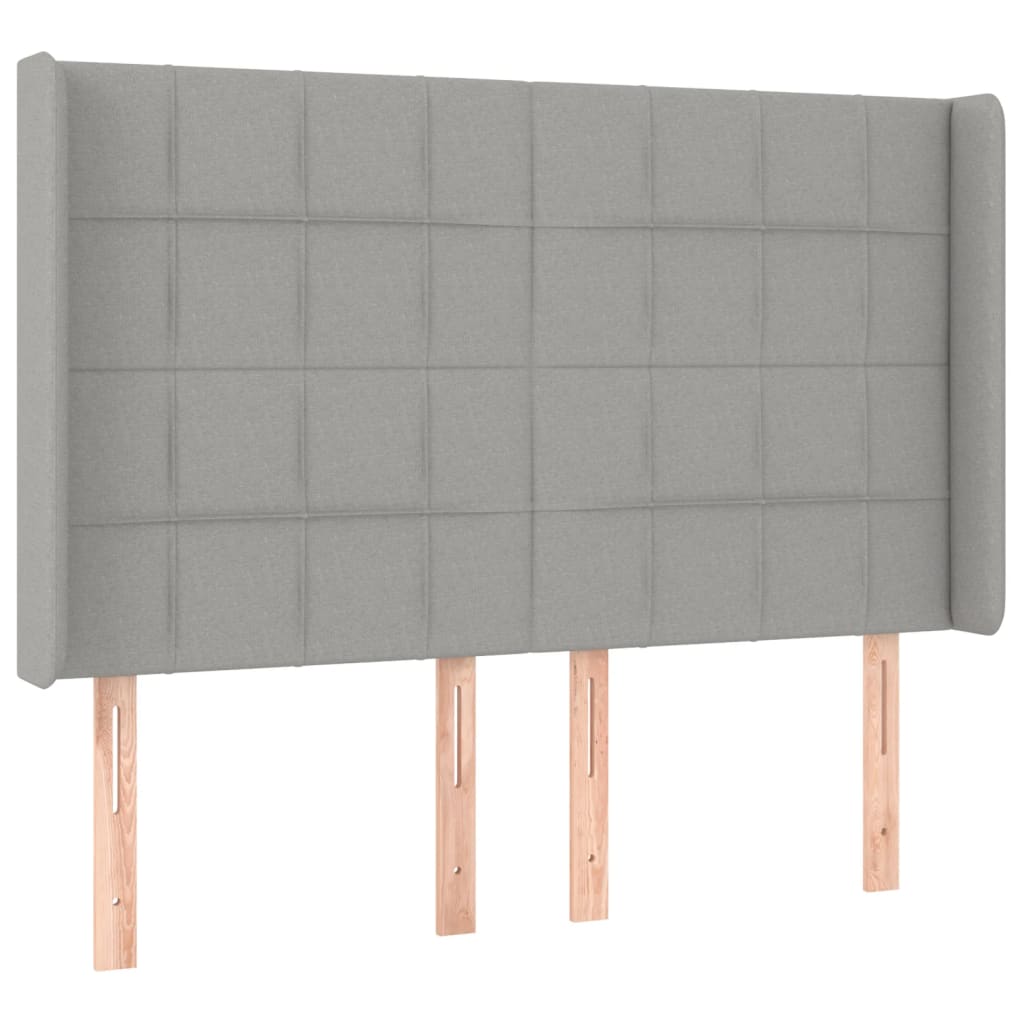világosszürke szövet rugós és LED-es ágy matraccal 140x200 cm