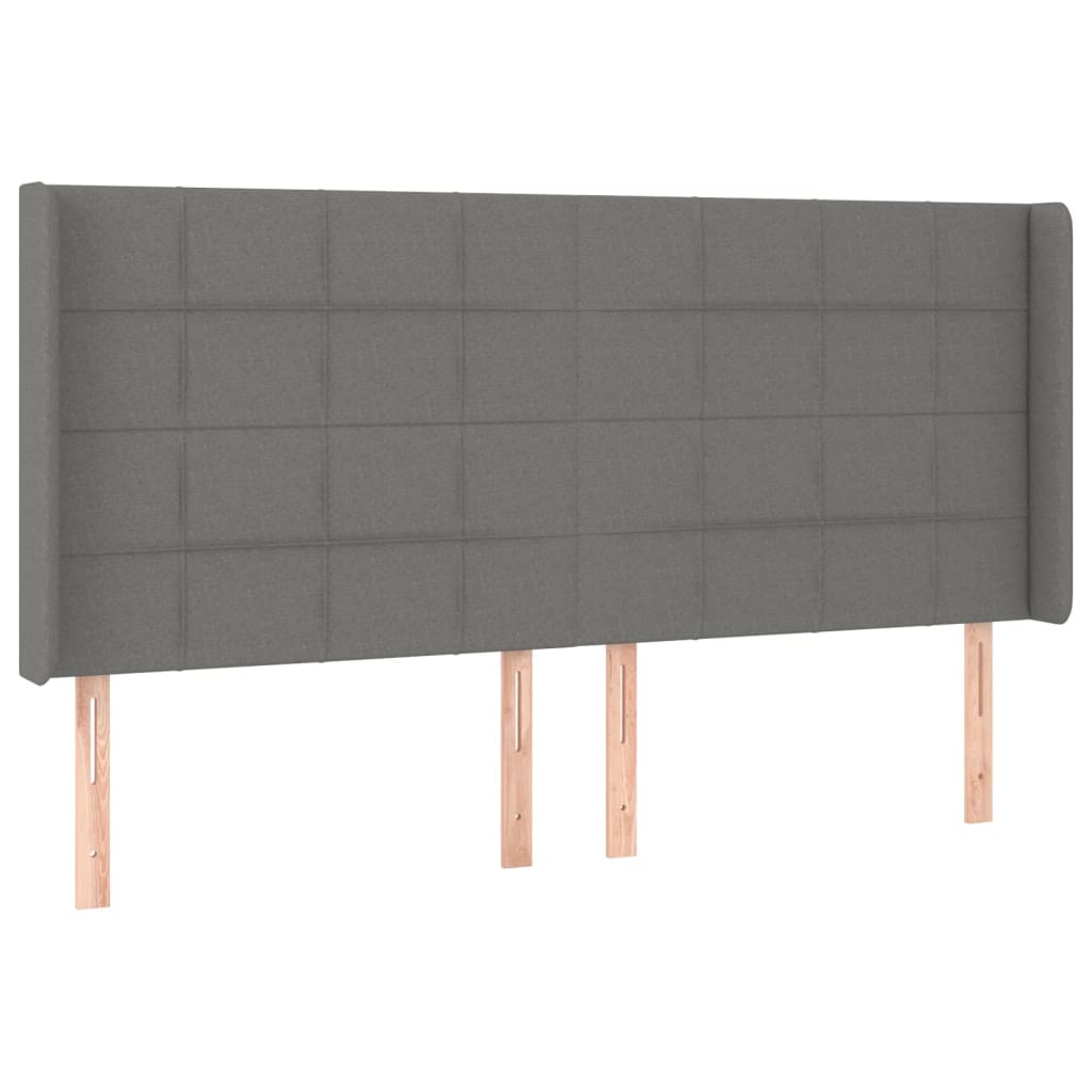 sötétszürke szövet rugós és LED-es ágy matraccal 180 x 200 cm