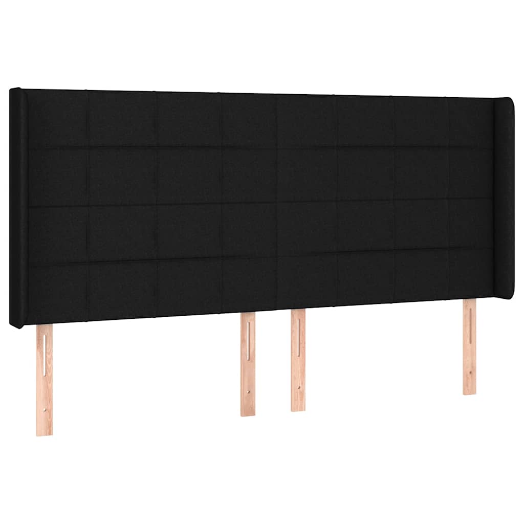 fekete szövet rugós és LED-es ágy matraccal 180 x 200 cm