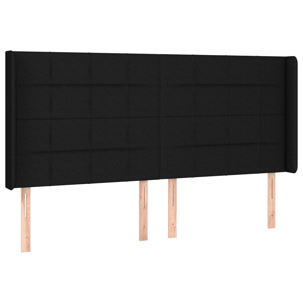 fekete szövet rugós és LED-es ágy matraccal 200x200 cm