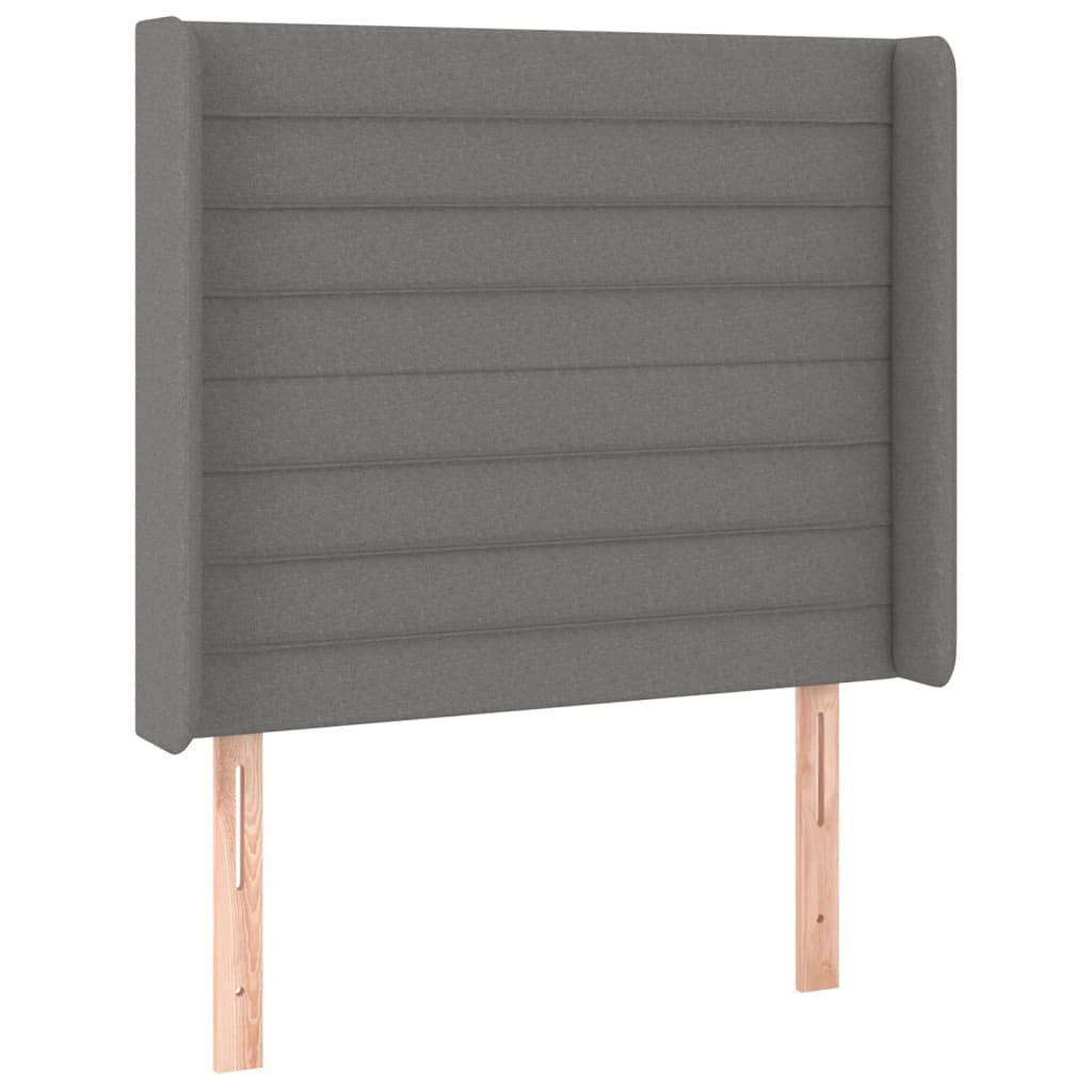 sötétszürke szövet rugós és LED-es ágy matraccal 90x190 cm
