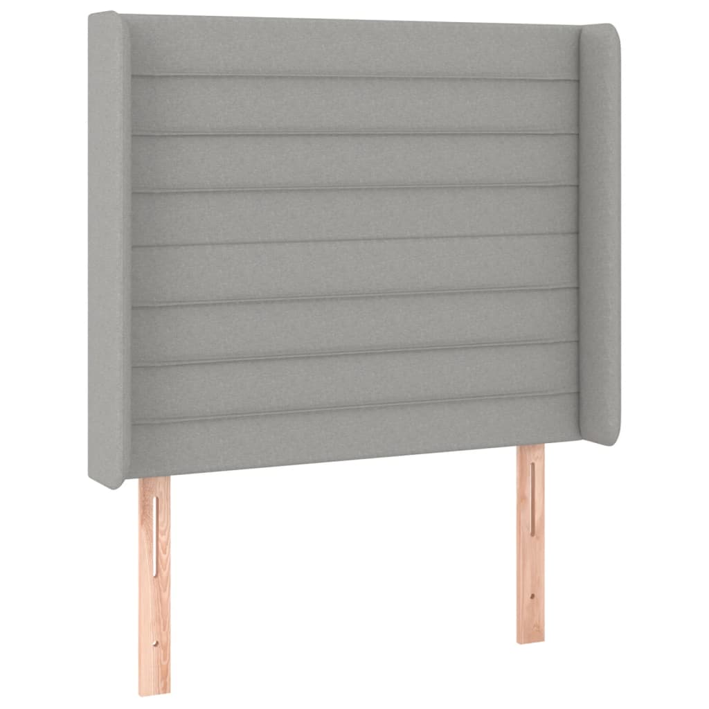 világosszürke szövet rugós és LED-es ágy matraccal 90x200 cm