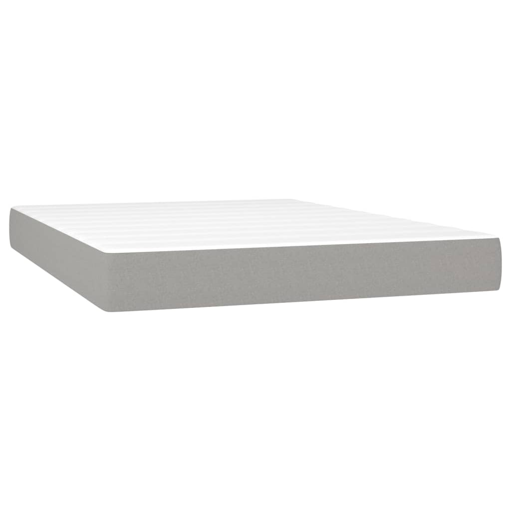 világosszürke szövet rugós és LED-es ágy matraccal 140x190 cm