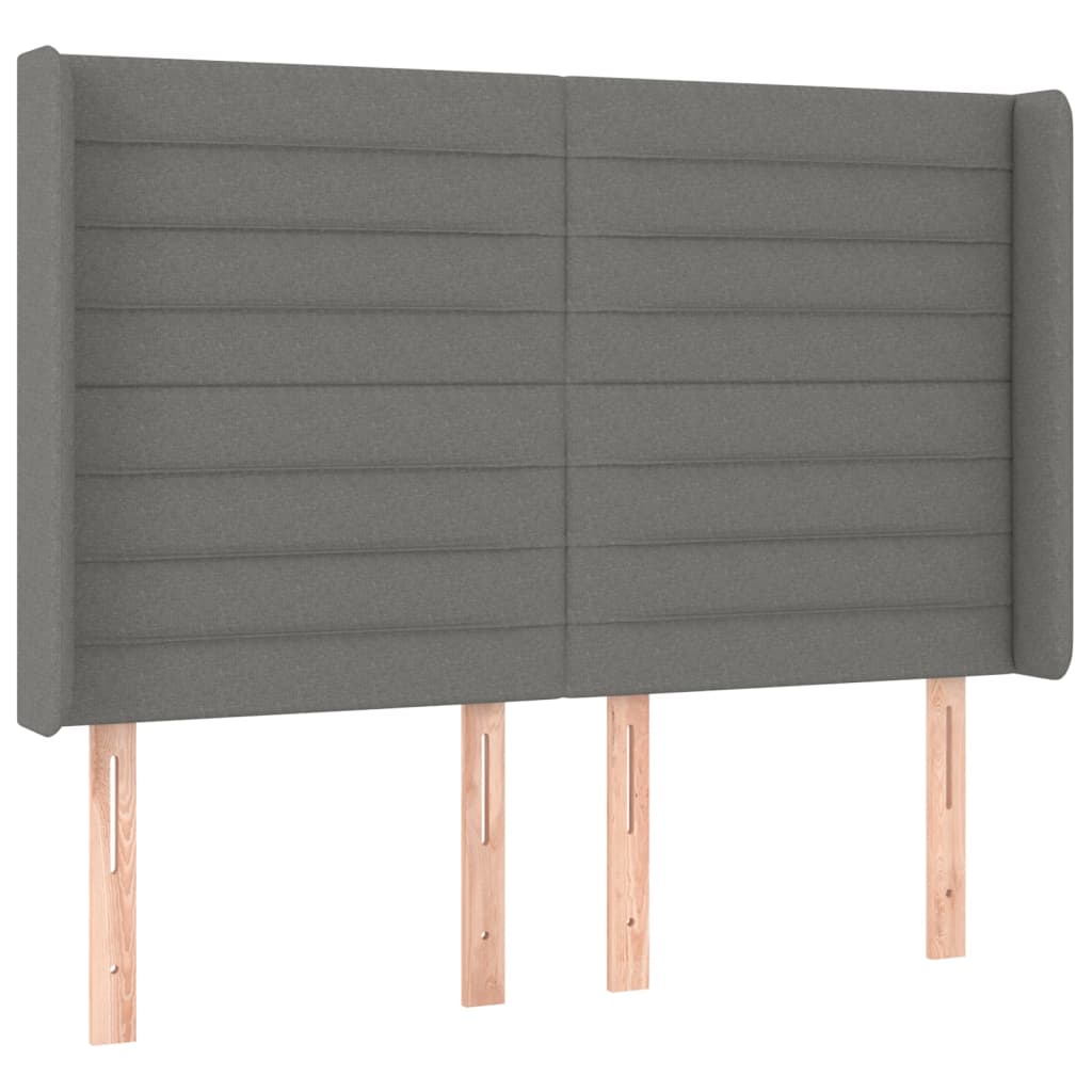 sötétszürke szövet rugós és LED-es ágy matraccal 140x190 cm