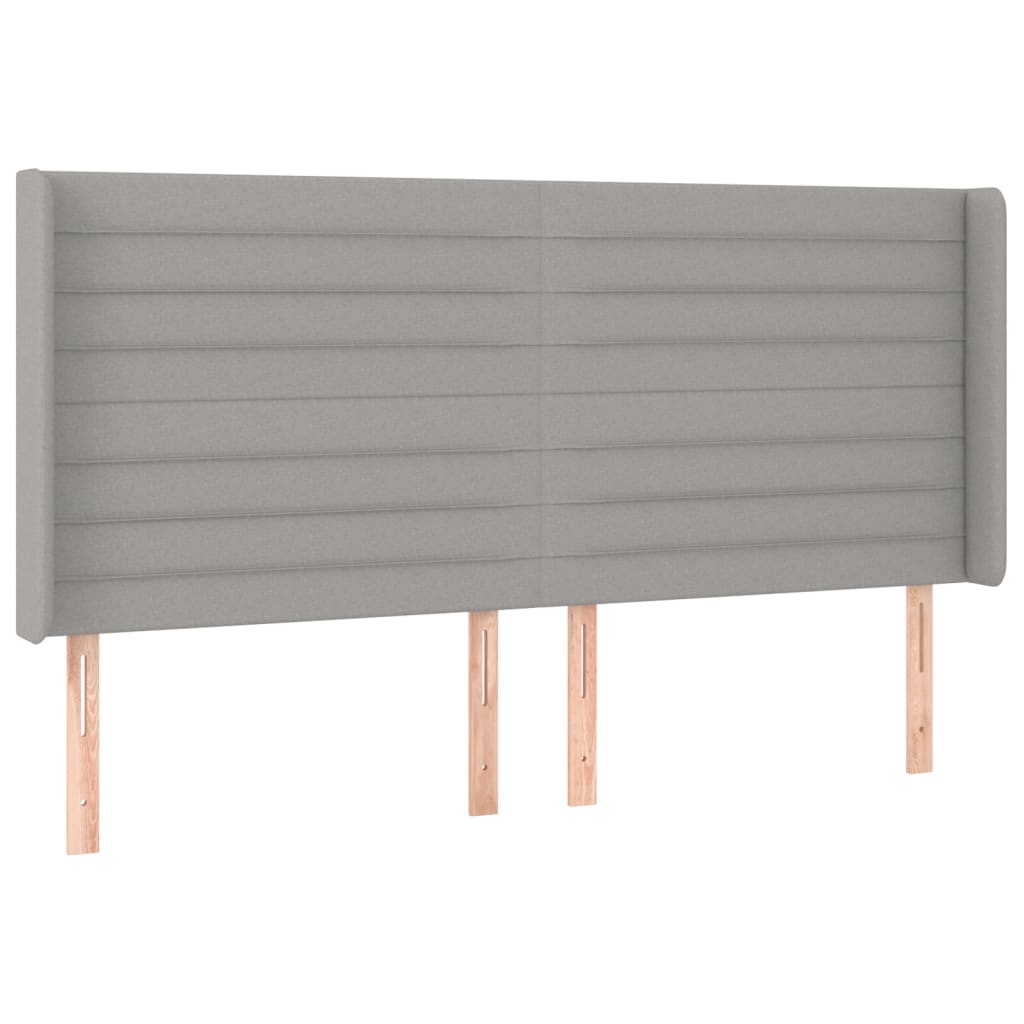 világosszürke szövet rugós és LED-es ágy matraccal 160x200 cm