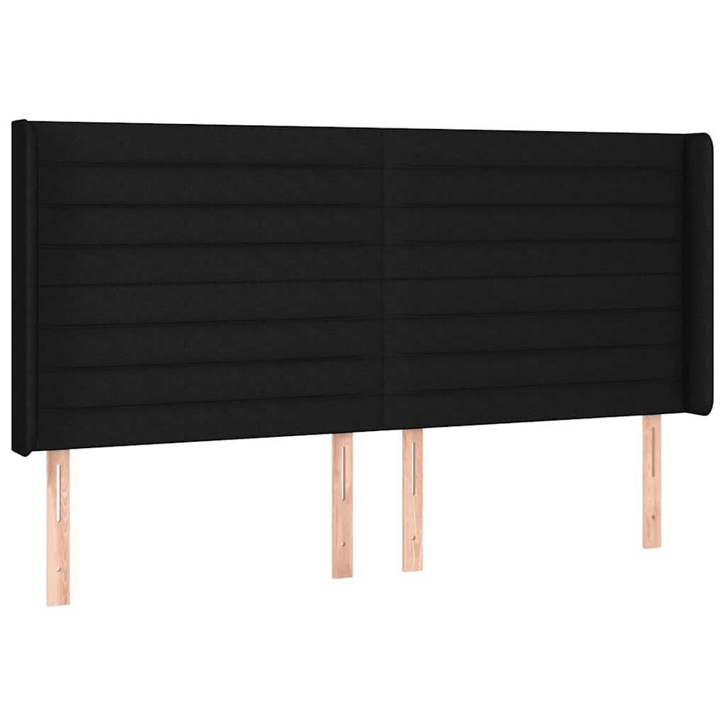 fekete szövet rugós és LED-es ágy matraccal 180 x 200 cm