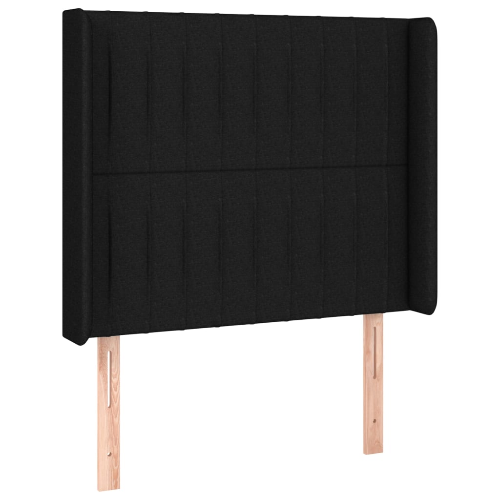 fekete szövet rugós és LED-es ágy matraccal 80 x 200 cm