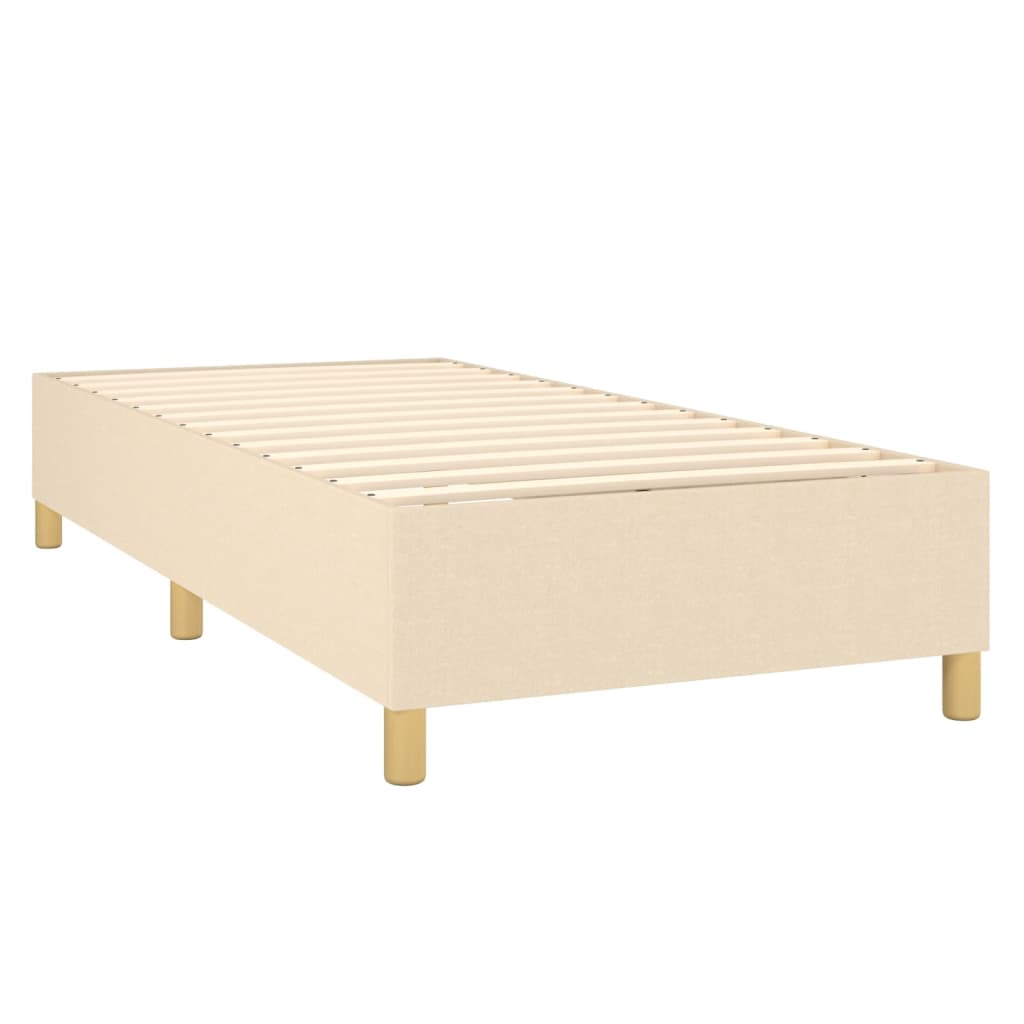 krémszínű szövet rugós és LED-es ágy matraccal 90x190 cm