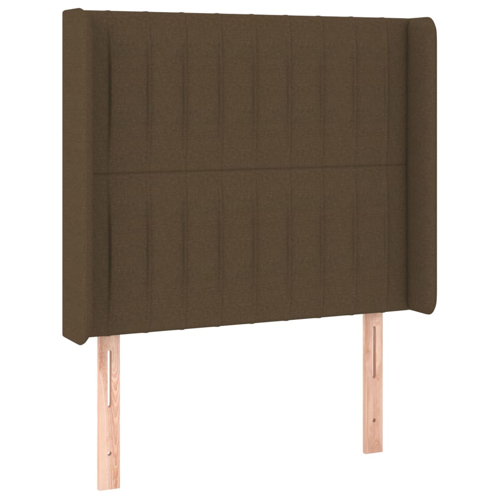 barna szövet rugós és LED-es ágy matraccal 90x200 cm