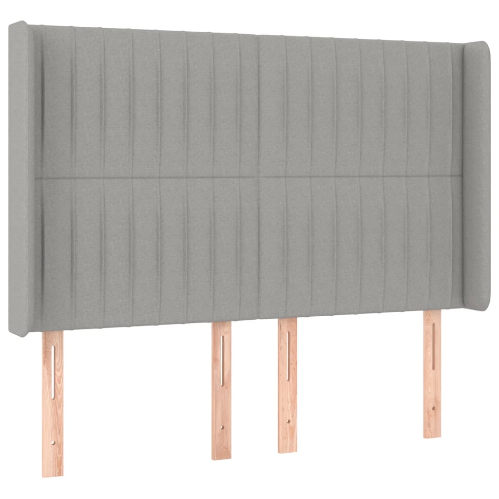 világosszürke szövet rugós és LED-es ágy matraccal 140x190 cm
