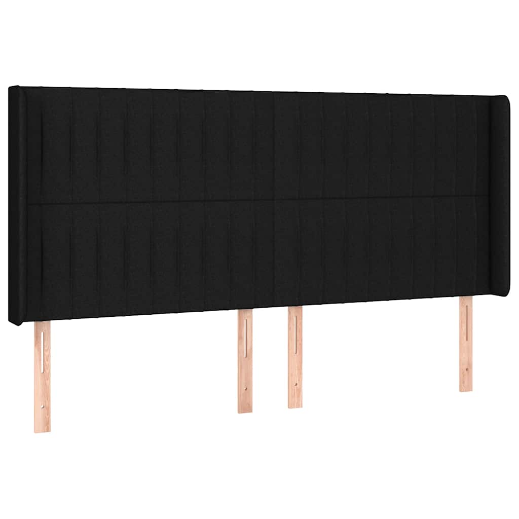 fekete szövet rugós és LED-es ágy matraccal 180 x 200 cm