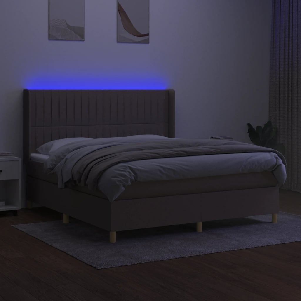 tópszínű szövet rugós és LED-es ágy matraccal 180 x 200 cm