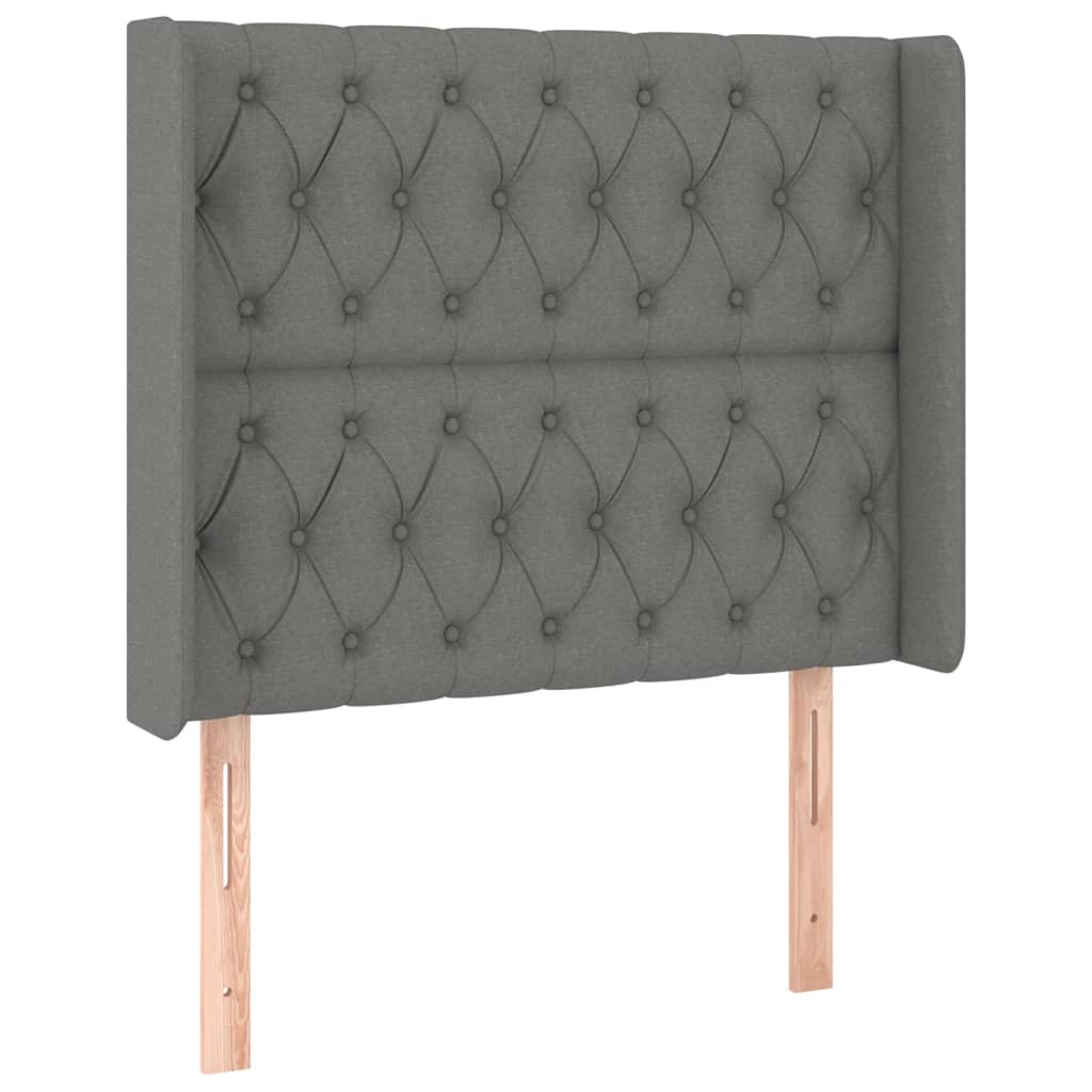 sötétszürke szövet rugós és LED-es ágy matraccal 90x190 cm
