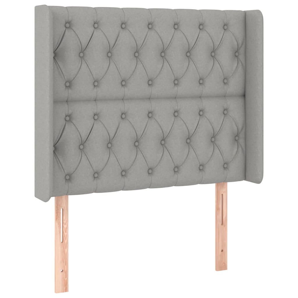 világosszürke szövet rugós és LED-es ágy matraccal 90x200 cm