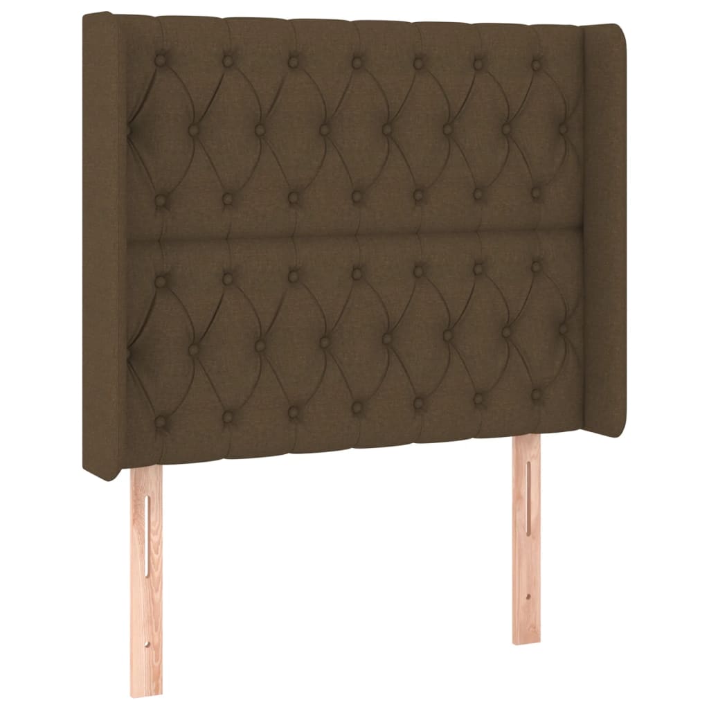 barna szövet rugós és LED-es ágy matraccal 90x200 cm