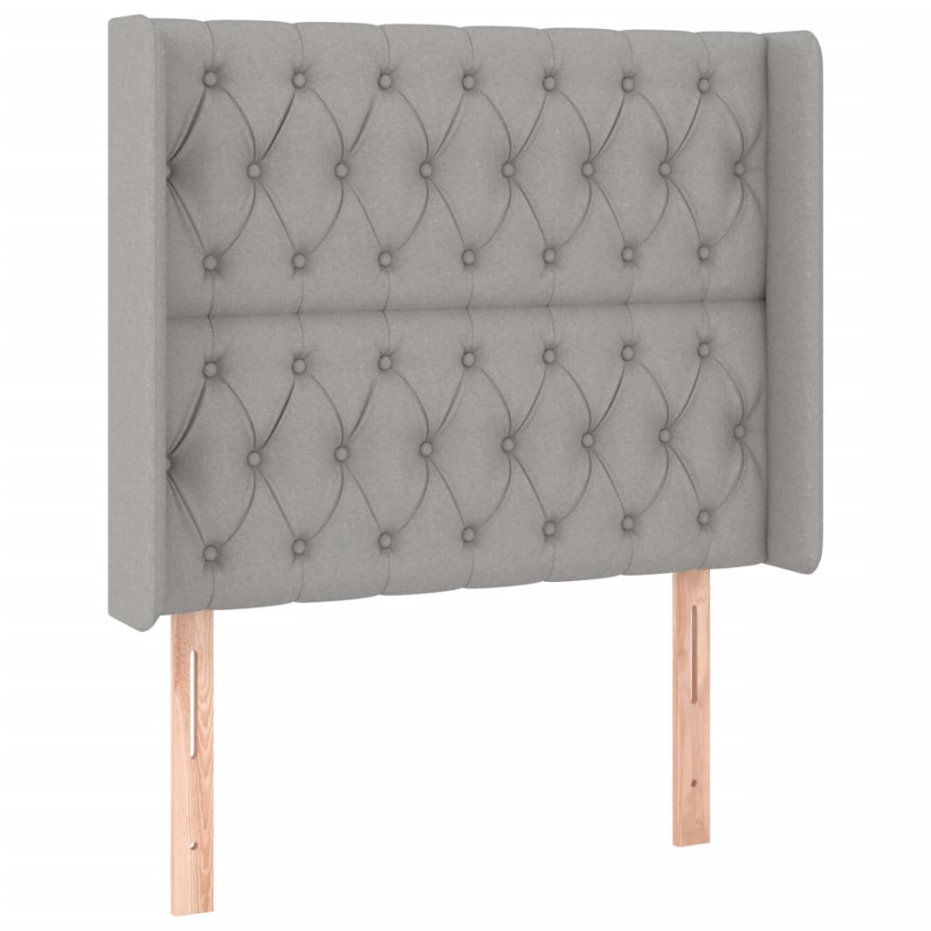 világosszürke szövet rugós és LED-es ágy matraccal 100x200 cm