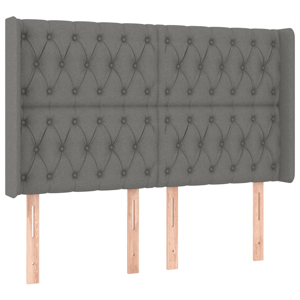 sötétszürke szövet rugós és LED-es ágy matraccal 140x200 cm