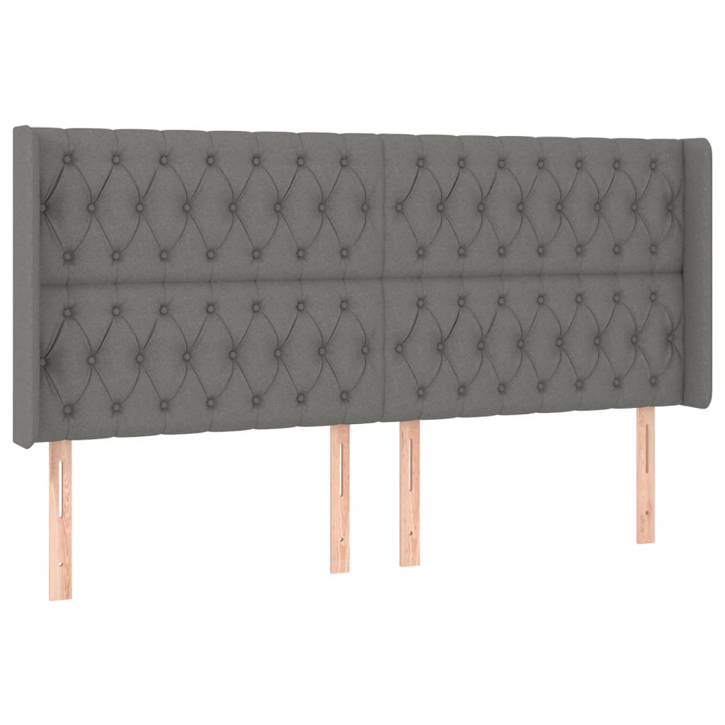 sötétszürke szövet rugós és LED-es ágy matraccal 180 x 200 cm