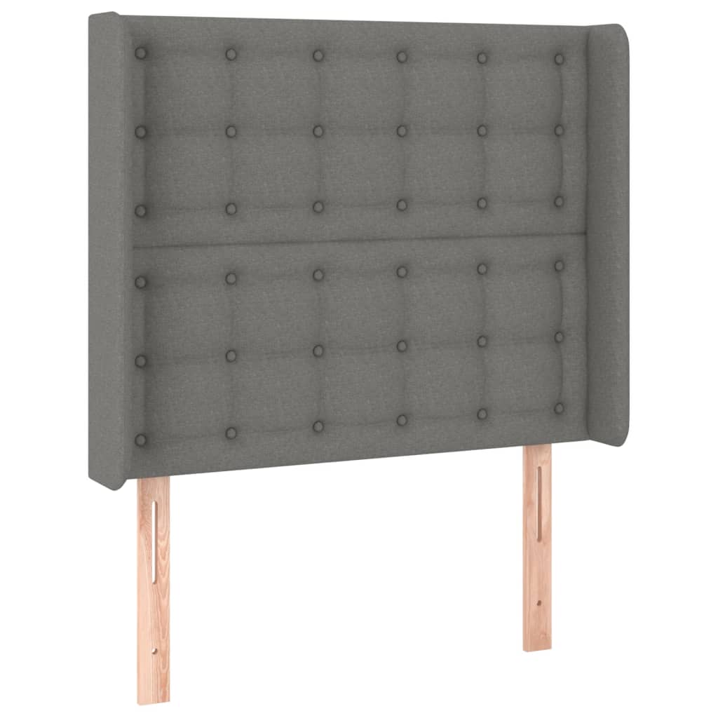 sötétszürke szövet rugós és LED-es ágy matraccal 80 x 200 cm