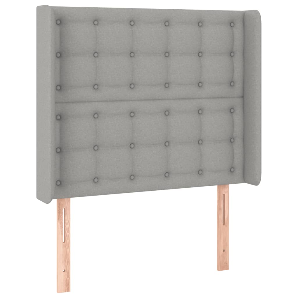 világosszürke szövet rugós és LED-es ágy matraccal 90x200 cm