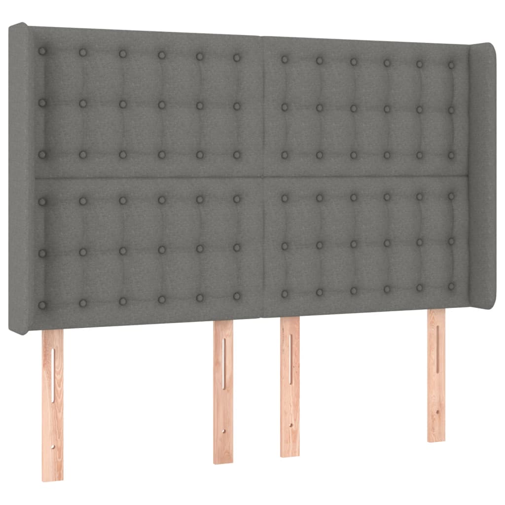 sötétszürke szövet rugós és LED-es ágy matraccal 140x190 cm