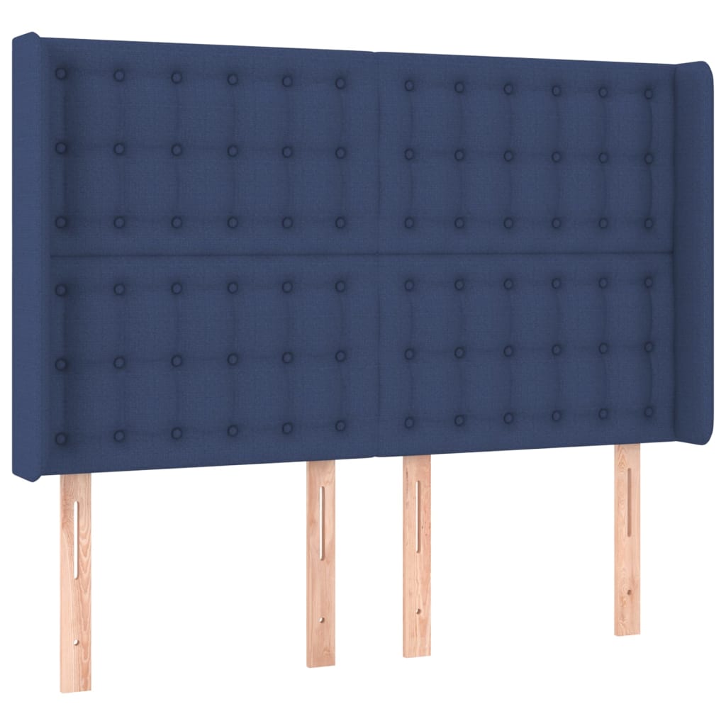 kék szövet rugós és LED-es ágy matraccal 140x190 cm