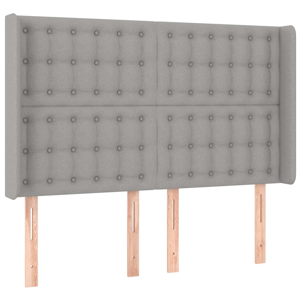 világosszürke szövet rugós és LED-es ágy matraccal 140x200 cm
