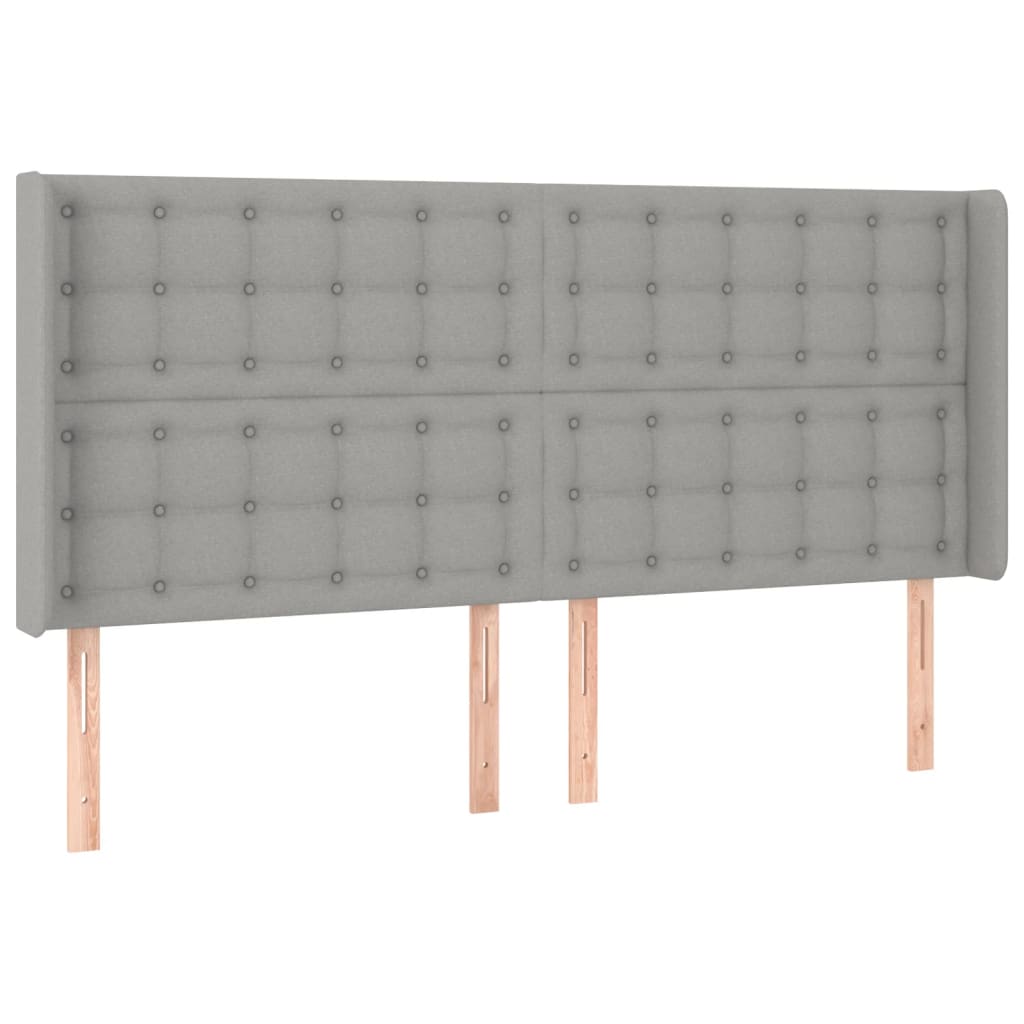 világosszürke szövet rugós és LED-es ágy matraccal 160x200 cm