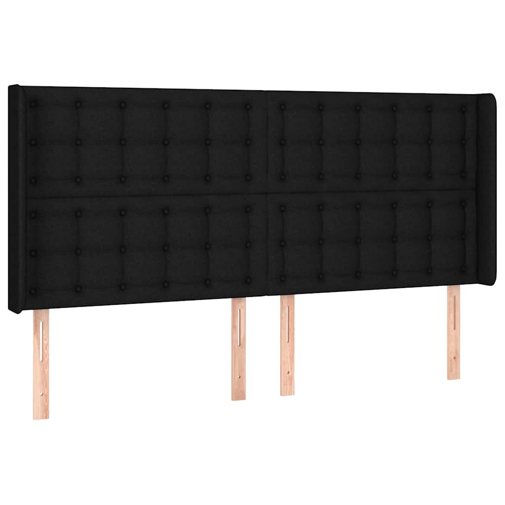 fekete szövet rugós és LED-es ágy matraccal 200x200 cm