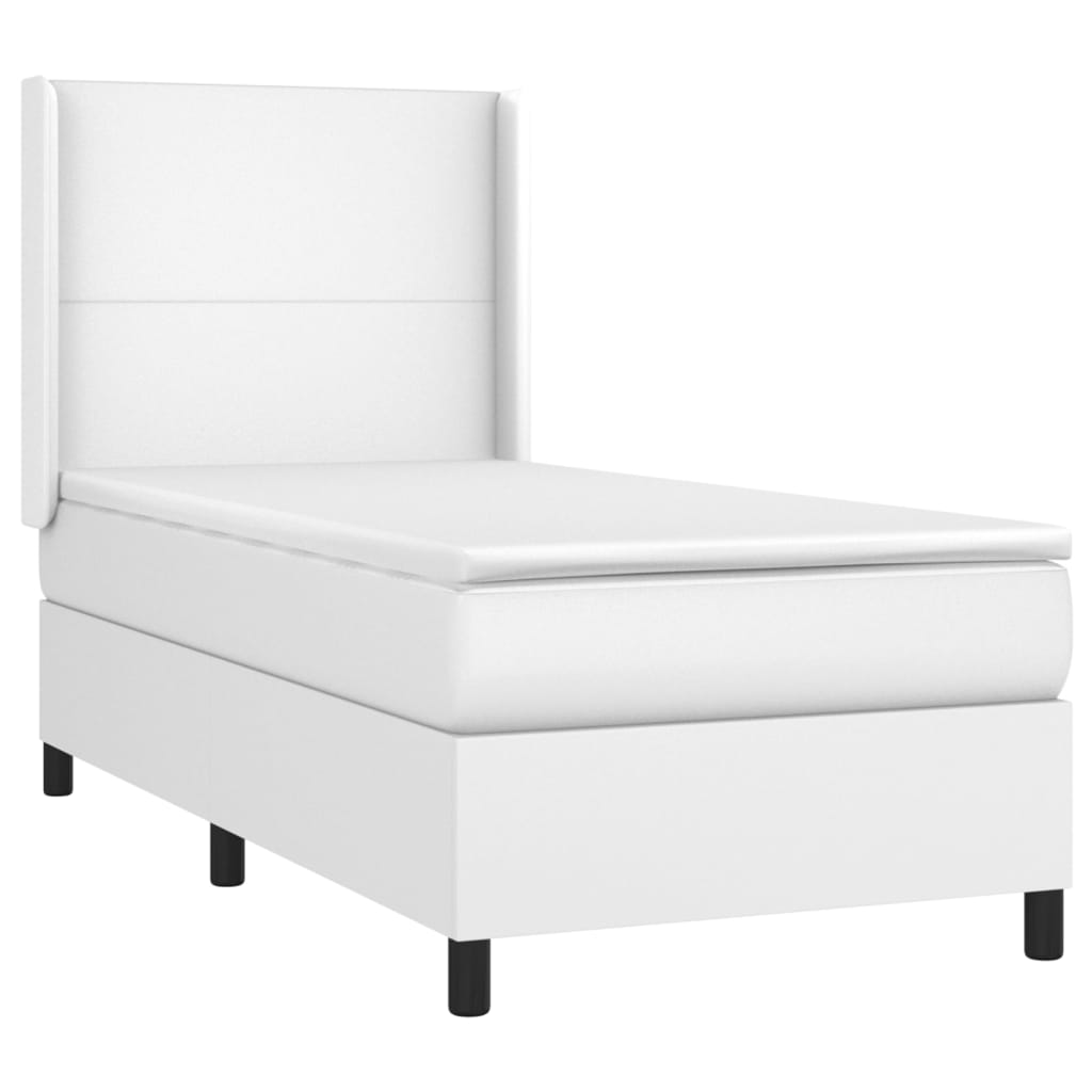 fehér műbőr rugós ágy matraccal és LED-del 90x190 cm