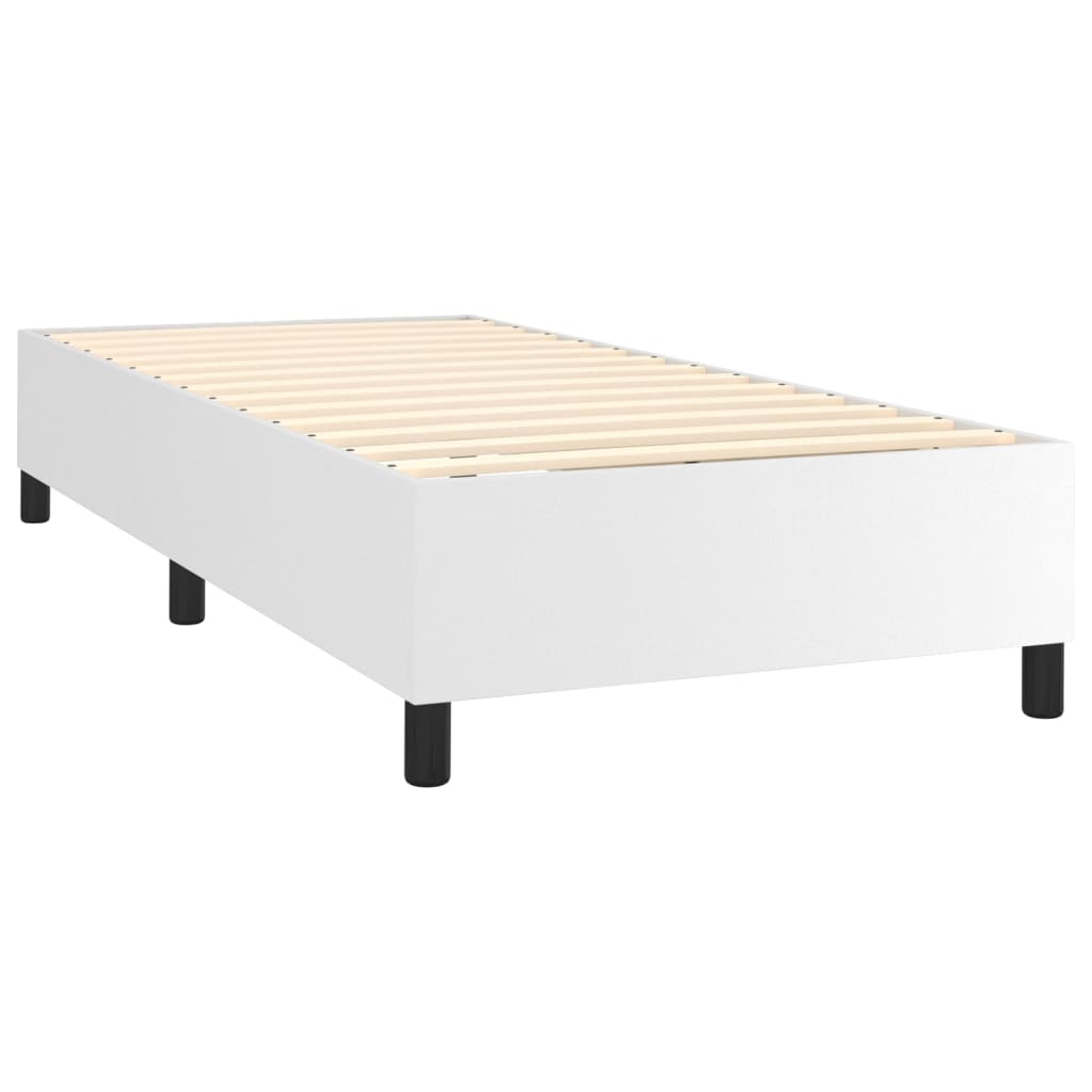 fehér műbőr rugós ágy matraccal és LED-del 90x190 cm