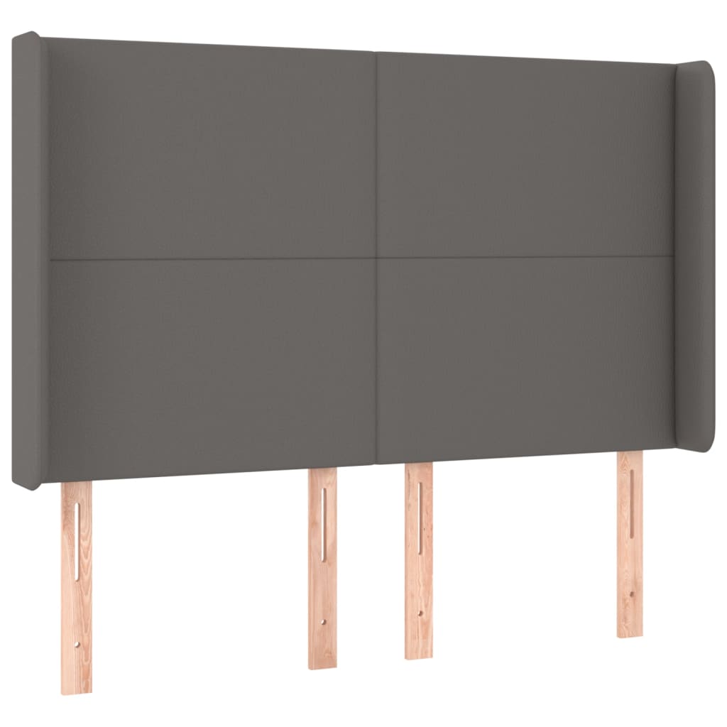 szürke műbőr rugós ágy matraccal és LED-del 140x190 cm