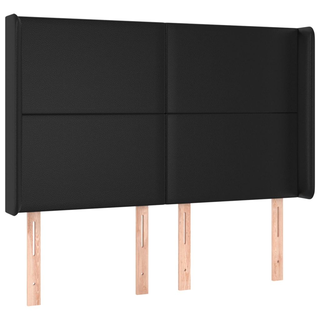 fekete műbőr rugós ágy matraccal és LED-del 140x200 cm