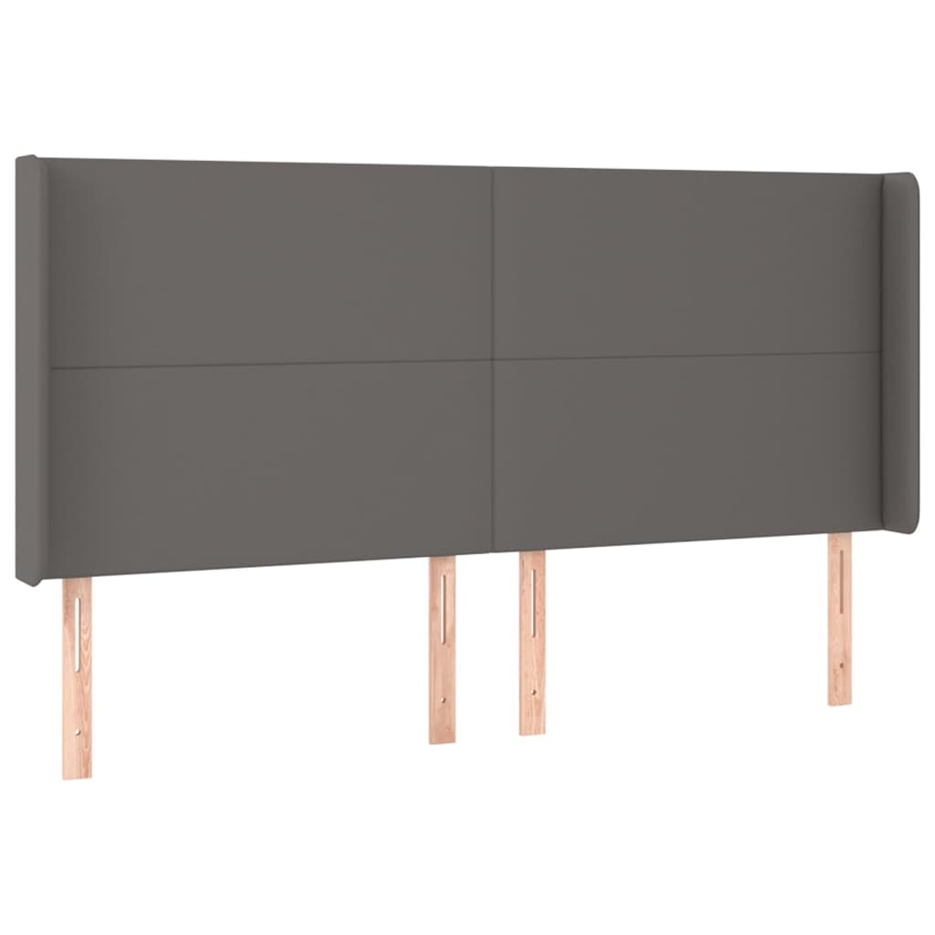 szürke műbőr rugós ágy matraccal és LED-del 180x200 cm