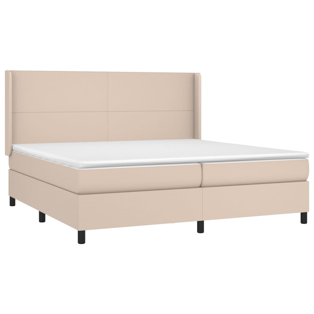 cappuccino színű műbőr rugós ágy matraccal és LED-del 200x200cm