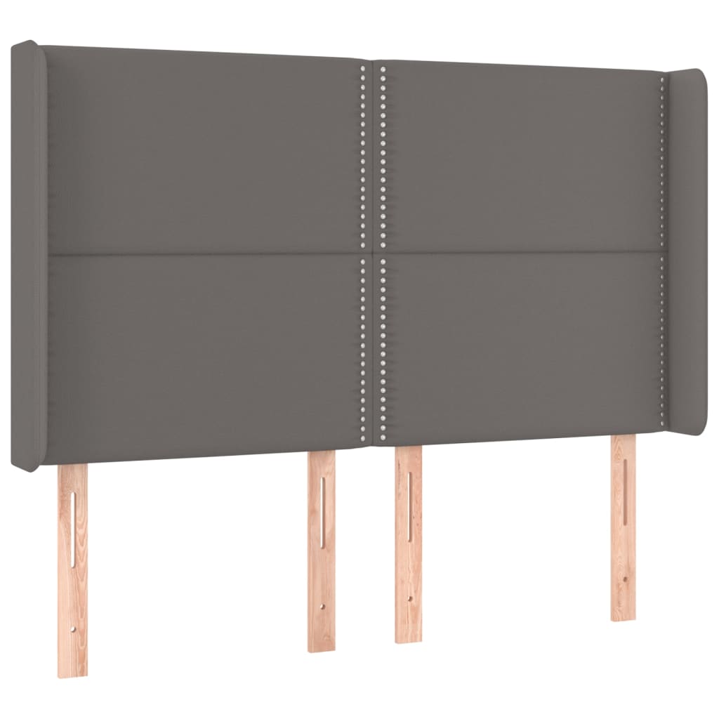 szürke műbőr rugós ágy matraccal és LED-del 140x190 cm