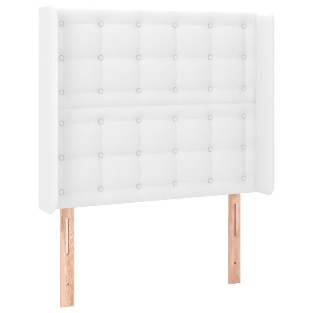 fehér műbőr rugós ágy matraccal és LED-del 80 x 200 cm
