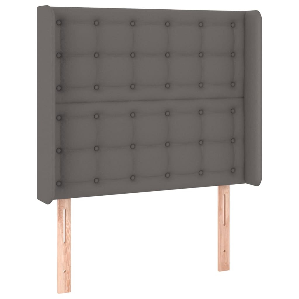 szürke műbőr rugós ágy matraccal és LED-del 90x190 cm