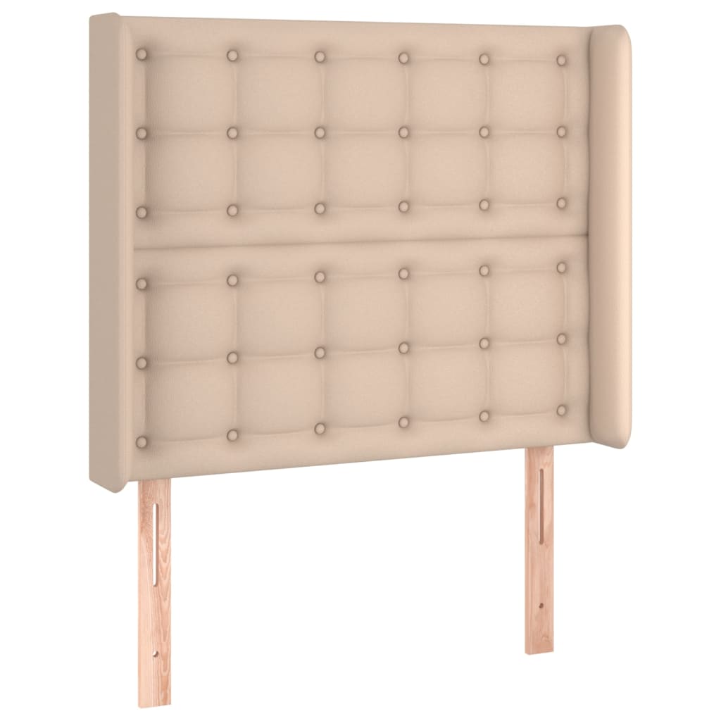 cappuccino színű műbőr rugós ágy matraccal és LED-del 90x200 cm