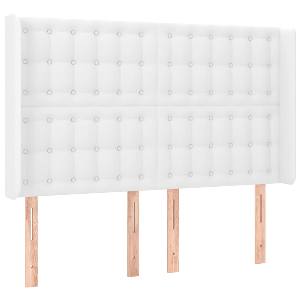 fehér műbőr rugós ágy matraccal és LED-del 140x190 cm