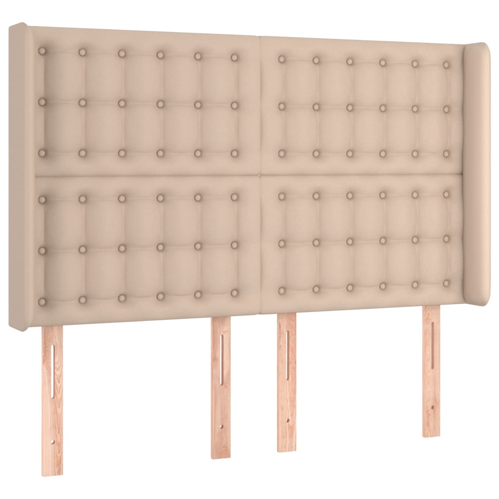cappuccino színű műbőr rugós ágy matraccal és LED-del 140x200cm