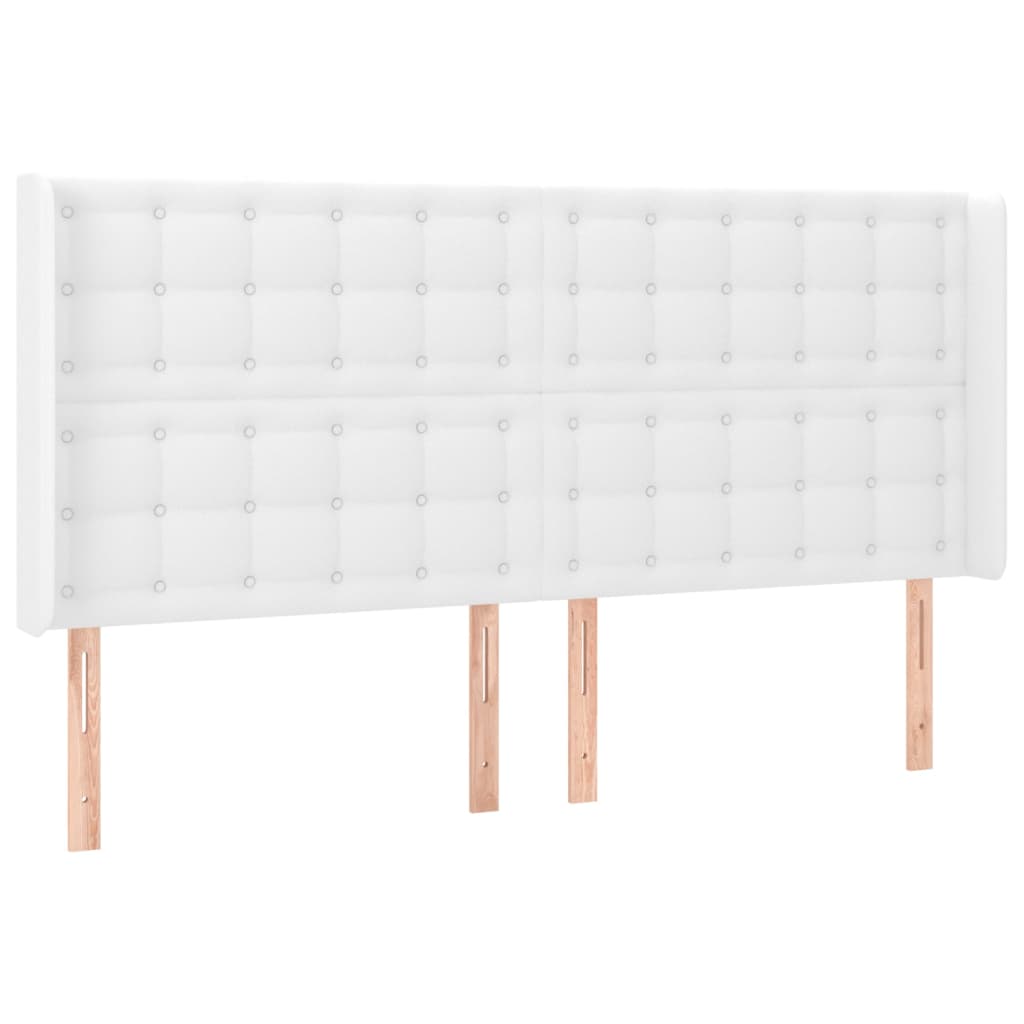fehér műbőr rugós ágy matraccal és LED-del 160x200 cm