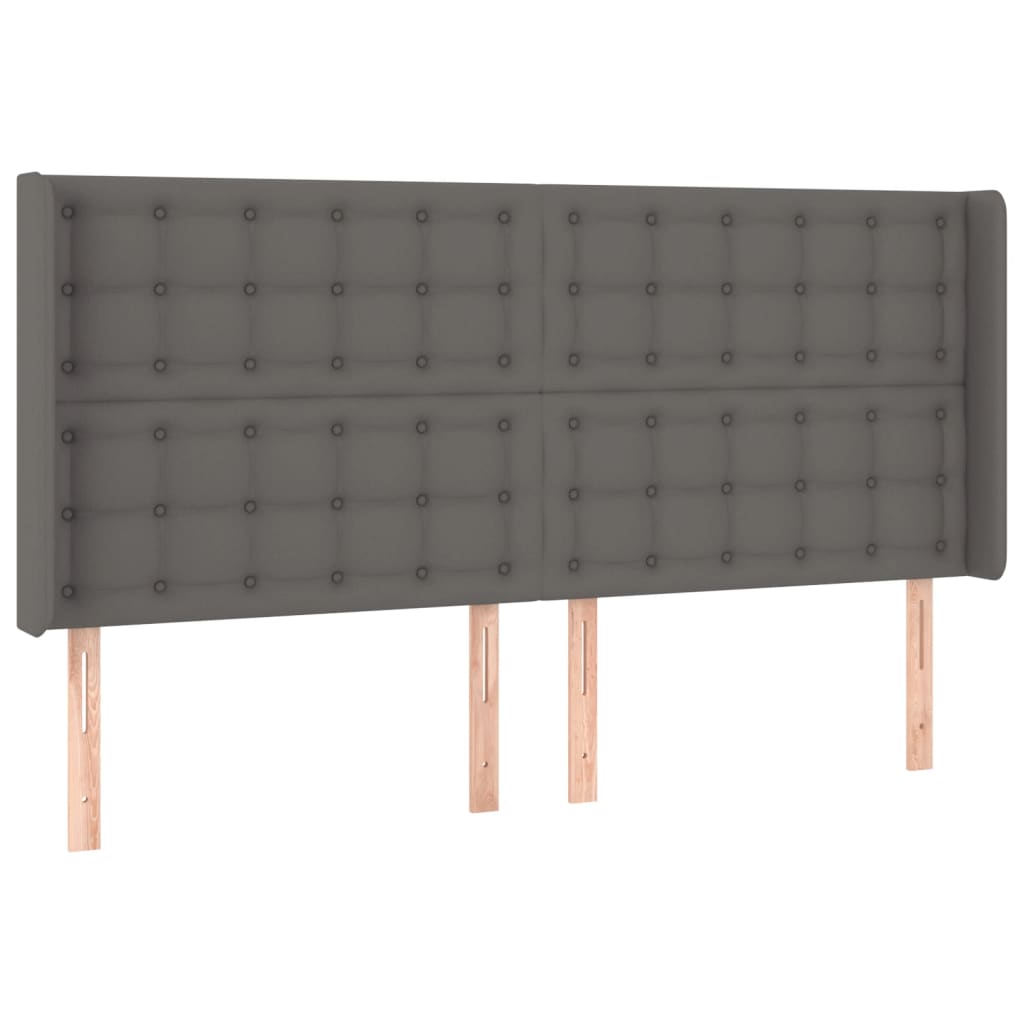 szürke műbőr rugós ágy matraccal és LED-del 180x200 cm