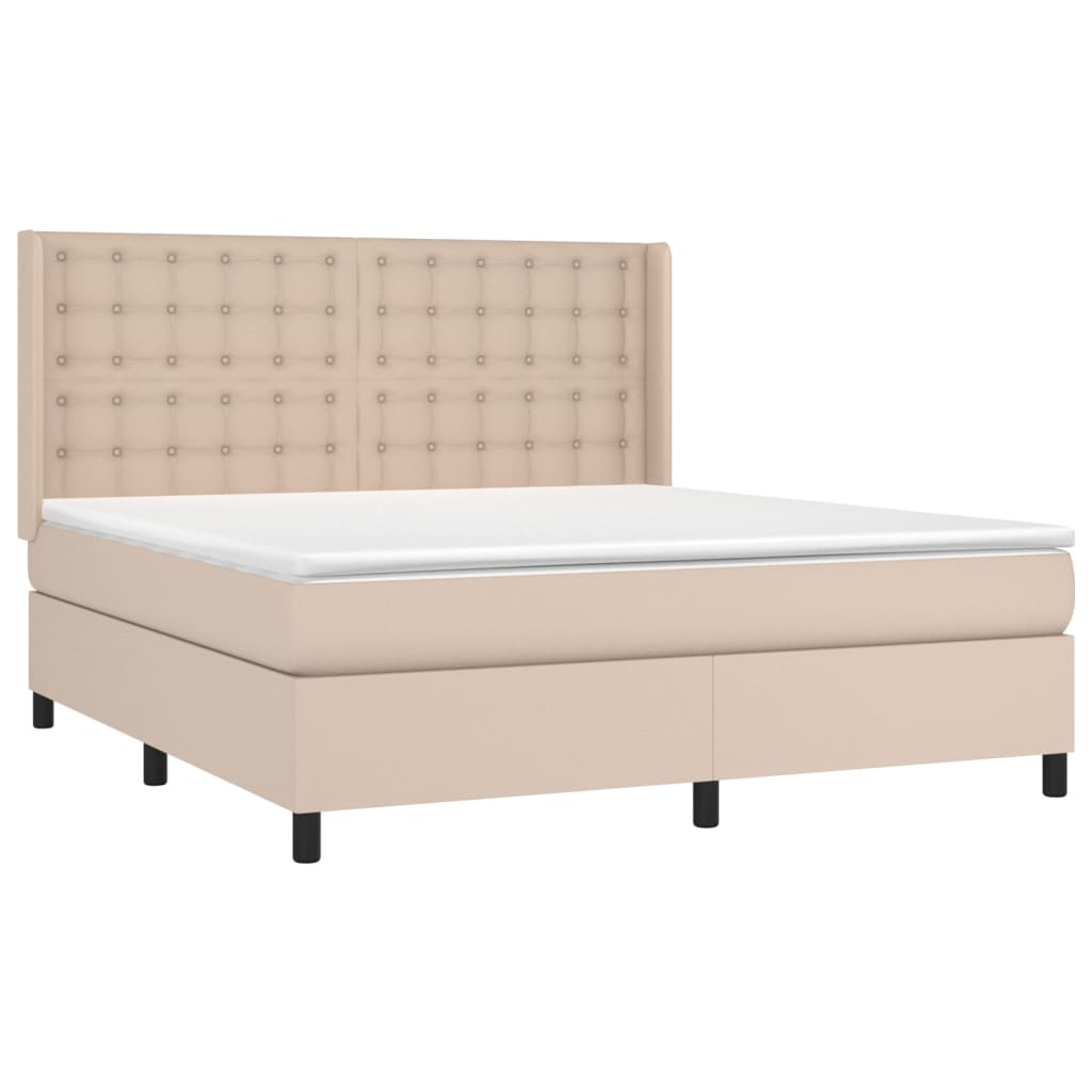 cappuccino színű műbőr rugós ágy matraccal és LED-del 180x200cm