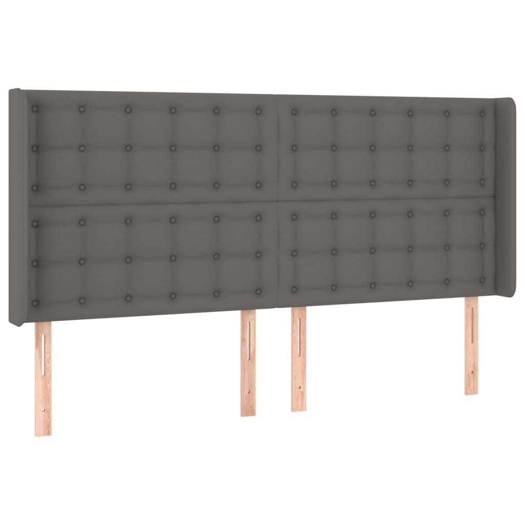 szürke műbőr rugós ágy matraccal és LED-del 200x200 cm