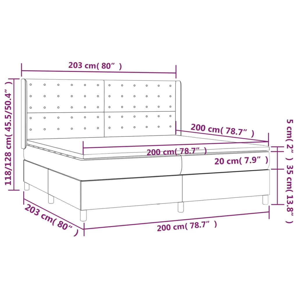 cappuccino színű műbőr rugós ágy matraccal és LED-del 200x200cm