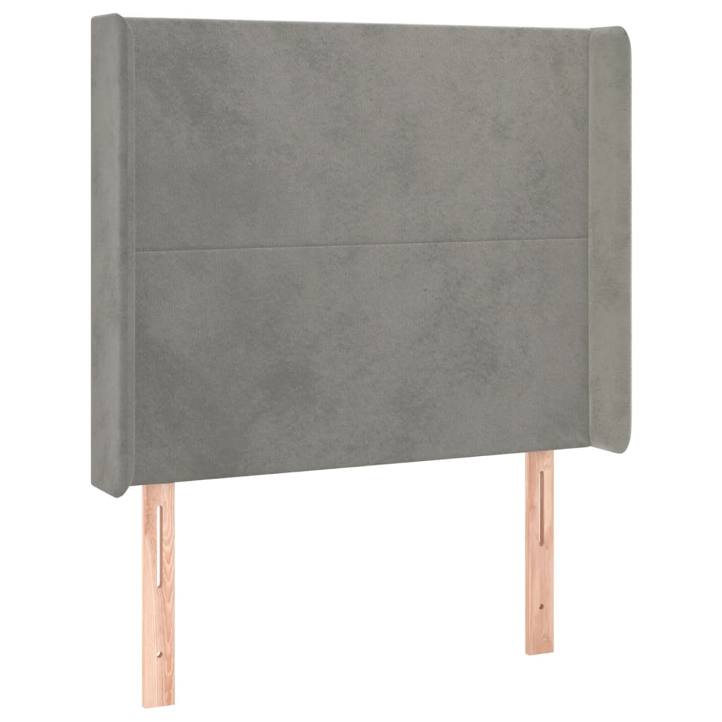 világosszürke bársony rugós és LED-es ágy matraccal 80 x 200 cm
