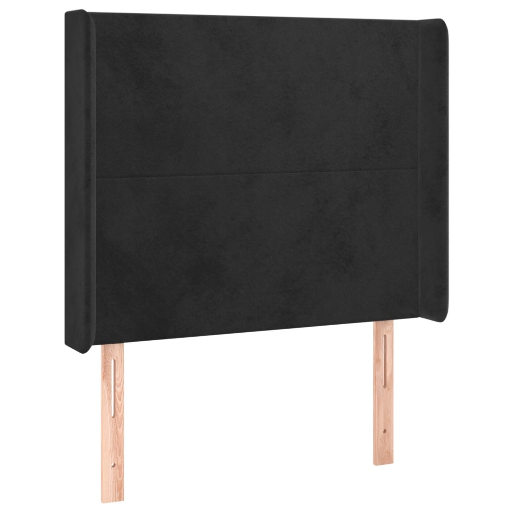 fekete bársony rugós és LED-es ágy matraccal 80 x 200 cm
