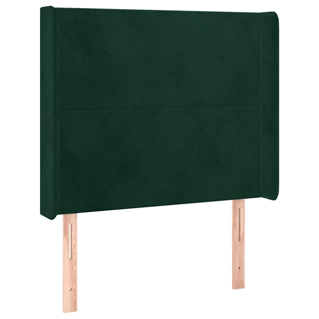 sötétzöld bársony rugós és LED-es ágy matraccal 80 x 200 cm