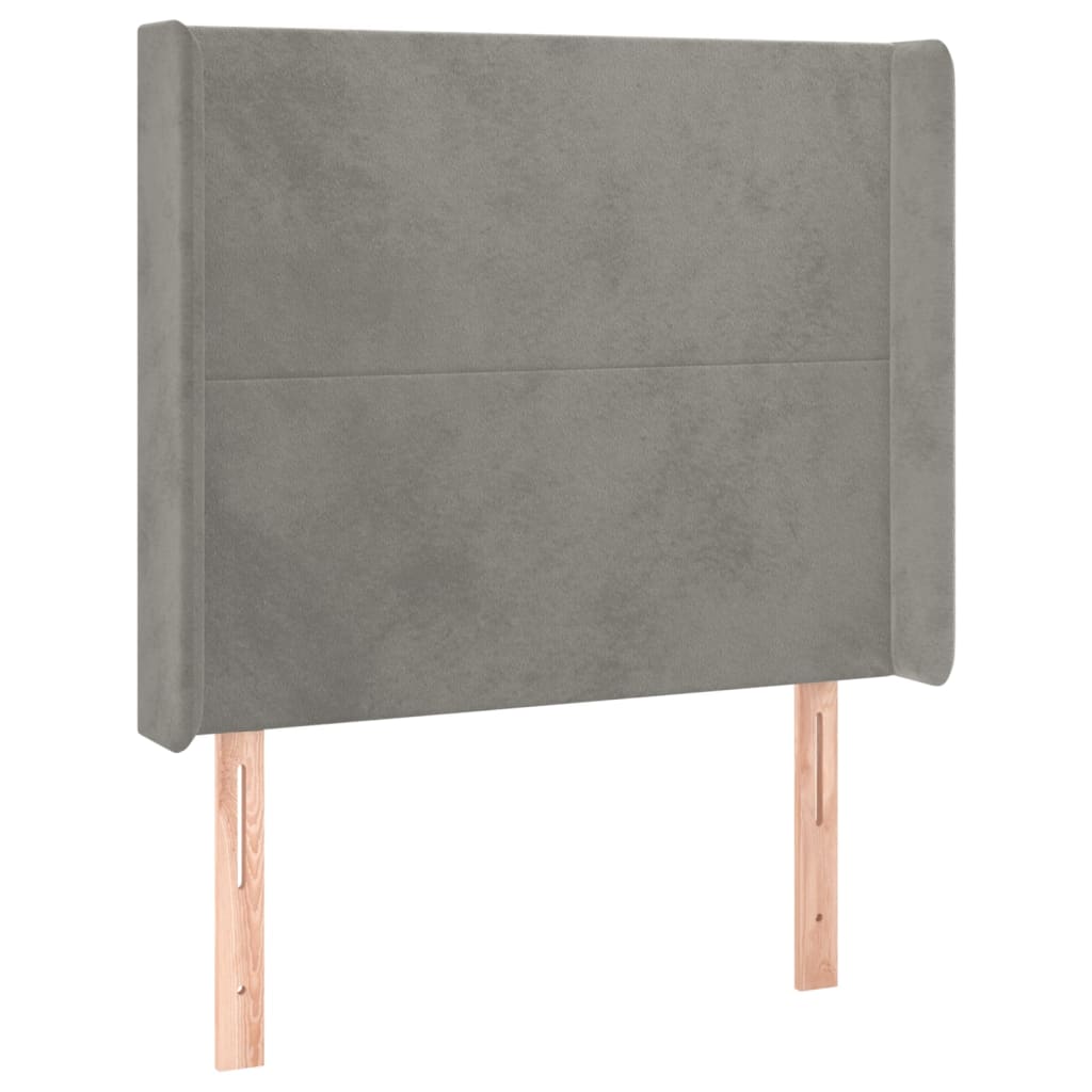 világosszürke bársony rugós és LED-es ágy matraccal 90x200 cm